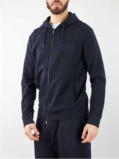 Double jersey hooded sweatshirt with zip and embossed EA logo embroidery Emporio Armani EMPORIO ARMANI |  | 8N1ML61JHSZ920